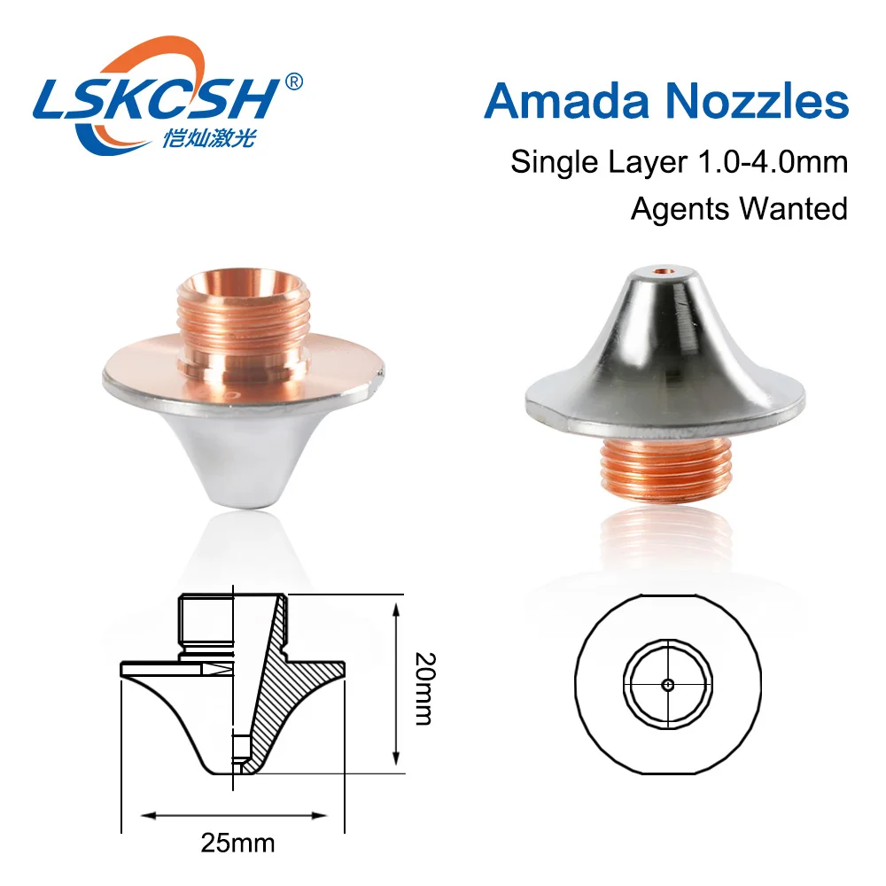 LSKCSH 30 шт./лот новые лазерные сопла Amada однослойные/двухслойные 1,0-4,0 мм для лазерной резки amada, с фабрики