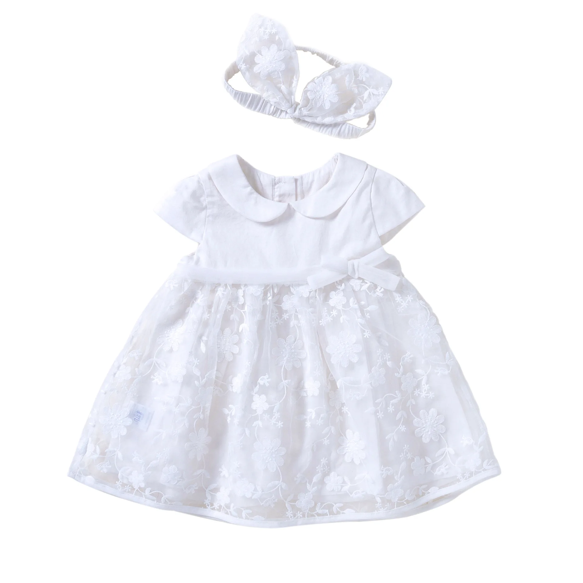 Одежда для малышей Бальное платье с кружевной цветочной вышивкой и воротником