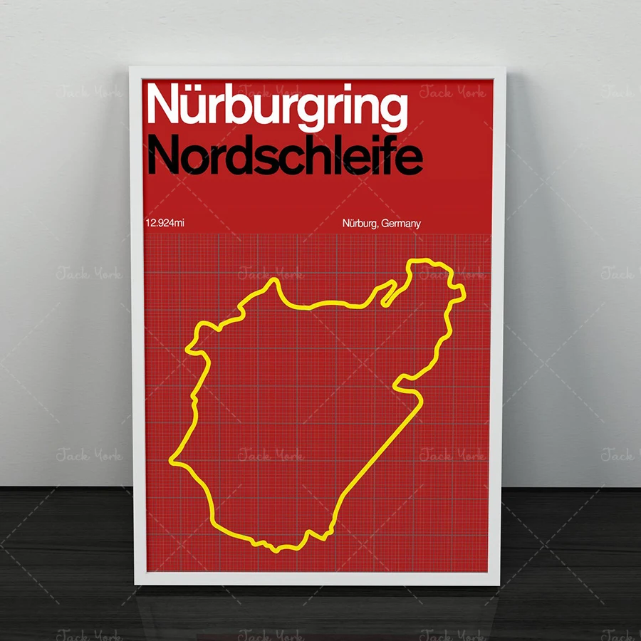 Nürburgring Nordschleife Racing Circuit печать гоночная трасса плакат Германии