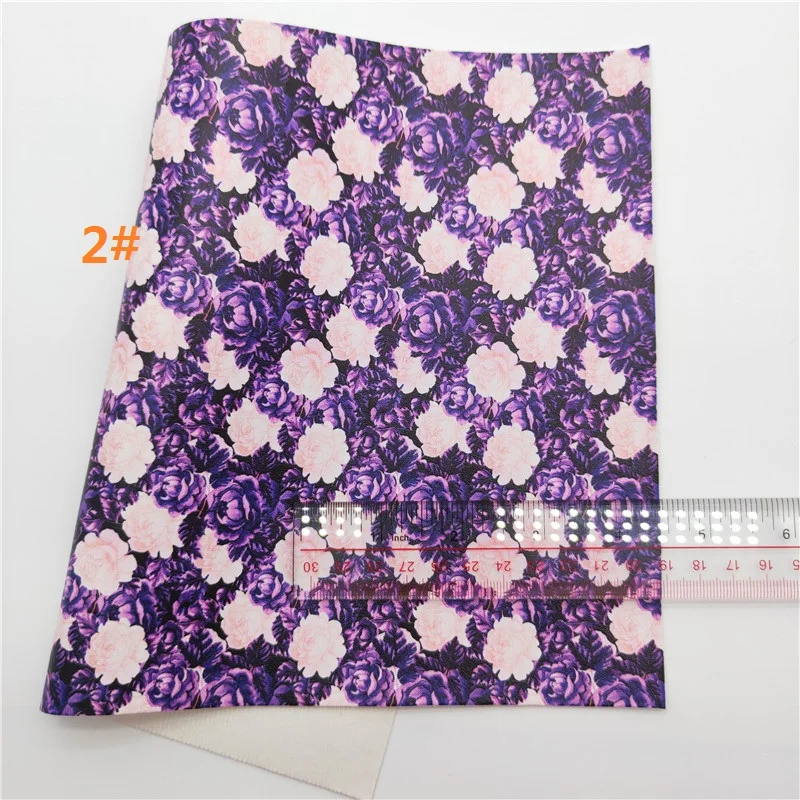 Листы из искусственной кожи с принтом фиолетовых роз и цветов 21 х29 см 6S52A | Дом сад