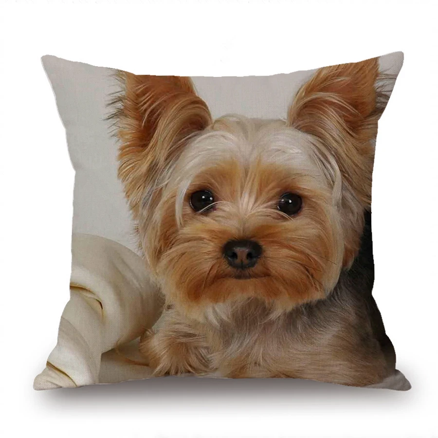 

1PC Cute Yorkie BICHON Dog Yorkshire Printed Car Sofa Waist Cushions Cover Bureau Oreiller Fronha Federa Funda De Almohada