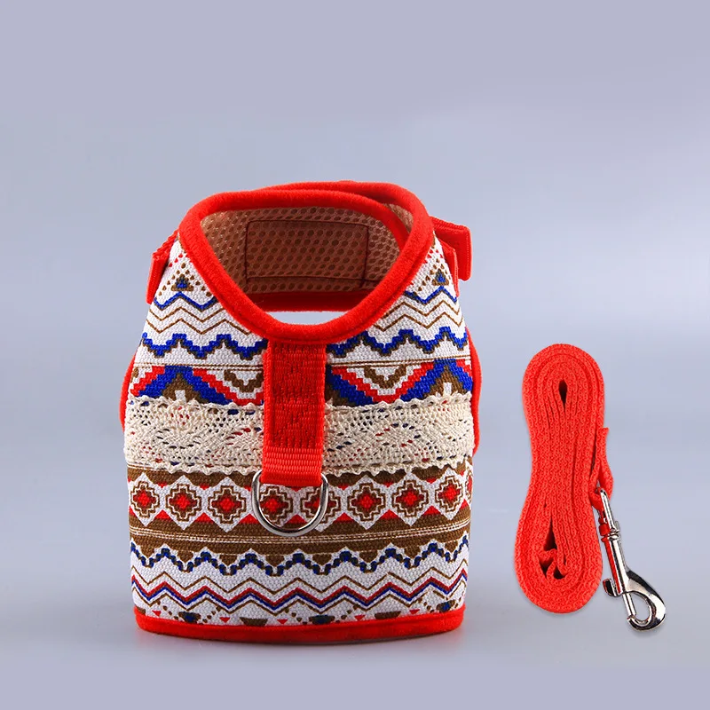 Шлейка с поводком для собак нейлоновая сетчатая поводки питомцев принтом котят и