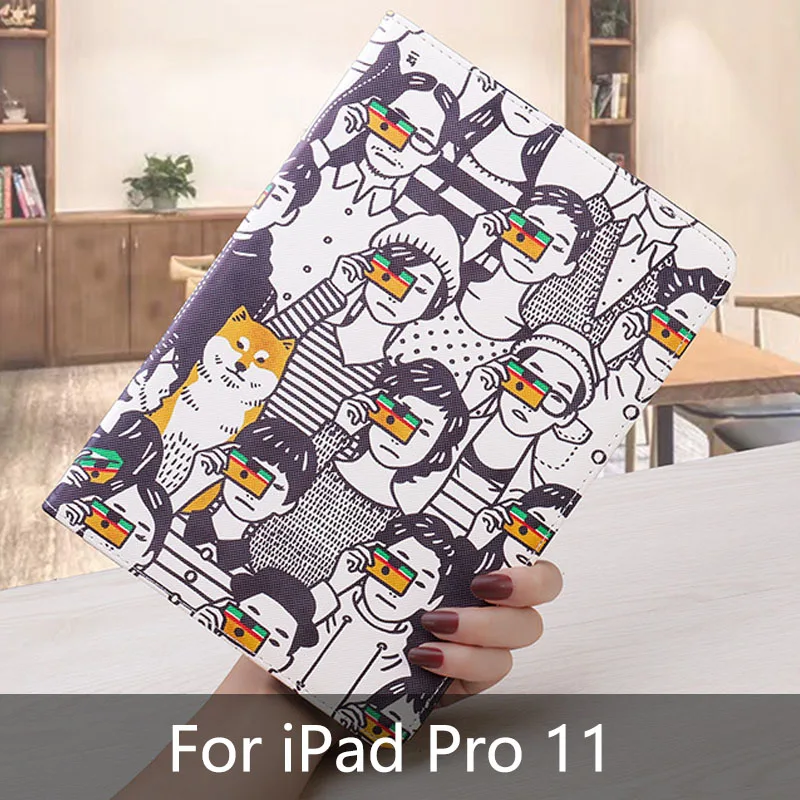Черный Для iPad Pro 11 чехол мультфильм ПУ; кожа; Силикон Мягкая задняя крышка флип смарт-стенд планшет чехол для Apple iPad Pro 11 чехол - Цвет: Черный
