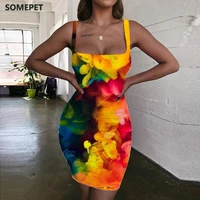 somepet rainbow dress women colorful sundress smoke cloud 3d print psychedelic bodycon dress womens clothing summer new boho