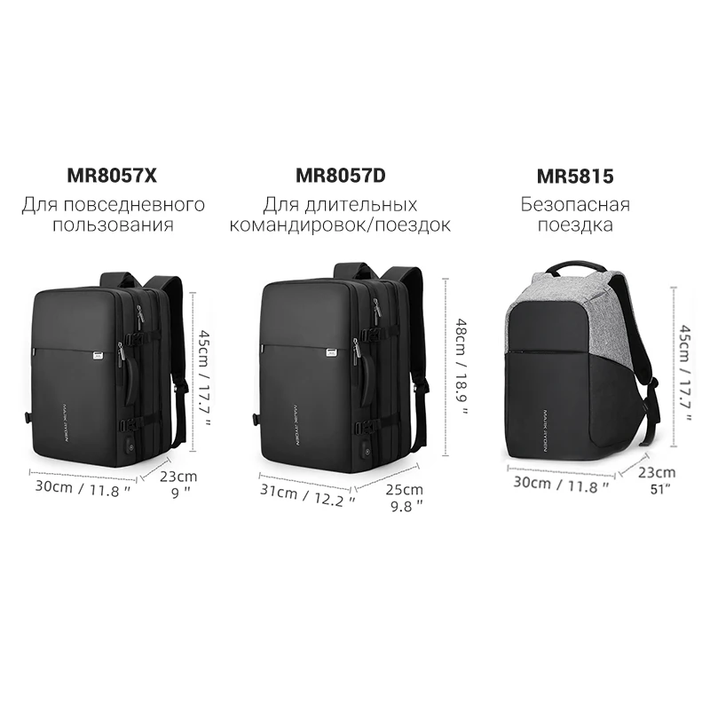 Mark Ryden рюкзак мужской для 17и 18 дюймового ноутбука USB порт Многослойный Мужская