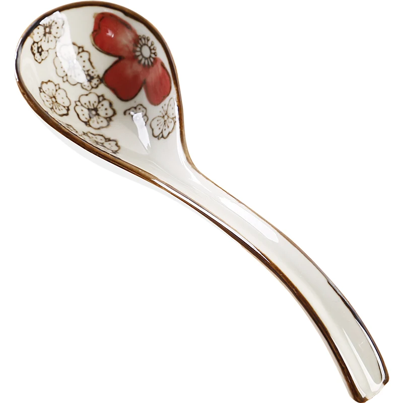 Набор посуды из костяного фарфора японская ложка с керамические длинные ручкой