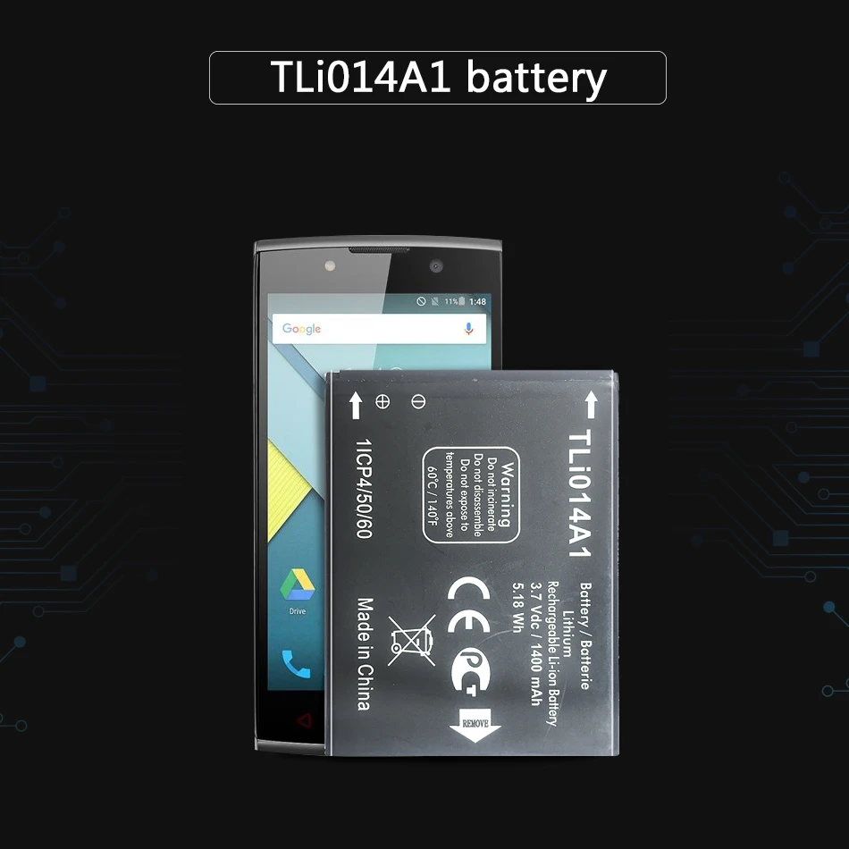 Аккумулятор Tli014A1 для Alcatel 'pop 5020 5020D Fire 4012 4012A 4012X 4007D Pixi 3 4 5 &quot4027 4027D /A 4027X 4010 4010D 1400