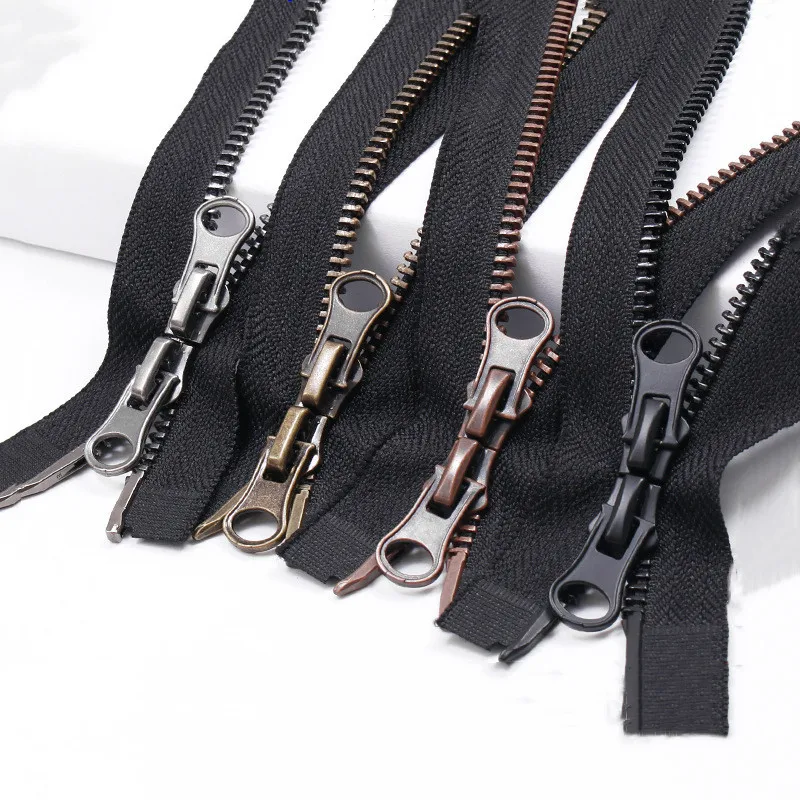 50-80cm 3#/5#/8# Black High Quality Open-end Double Sliders Metal Zipper DIY Handcraft For Cloth Pocket Garment Bags
