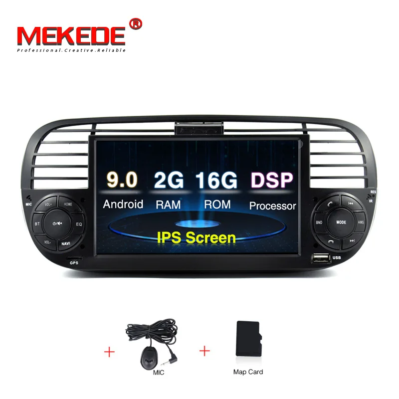 black model Продукт! ips DSP android 9,1 автомобильный dvd gps навигационный мультимедийный плеер для Fiat 500 2007- с wifi bluetooth carplay DAB - Цвет: black model