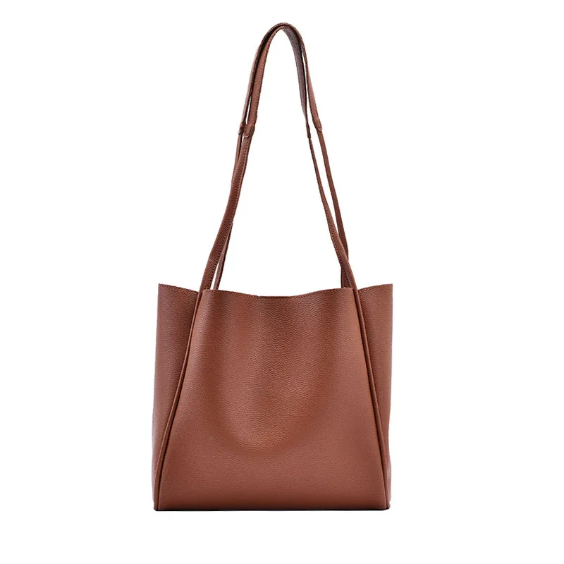 

Capacity Pu Large Leather Shoulder Bags for Women Winter Simple Wild Design Handbags Women's Trending Big Tote Bag
