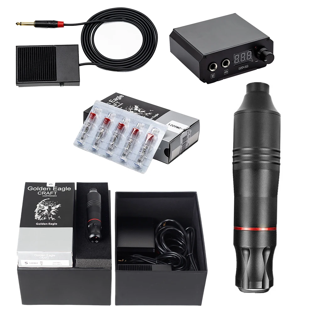 

Профессиональные наборы для татуировок, роторная ручка, 2 А, мини-блок питания, мотор для татуировок Mabuchi Мощный Тихий, Перманентный макияж, ручка