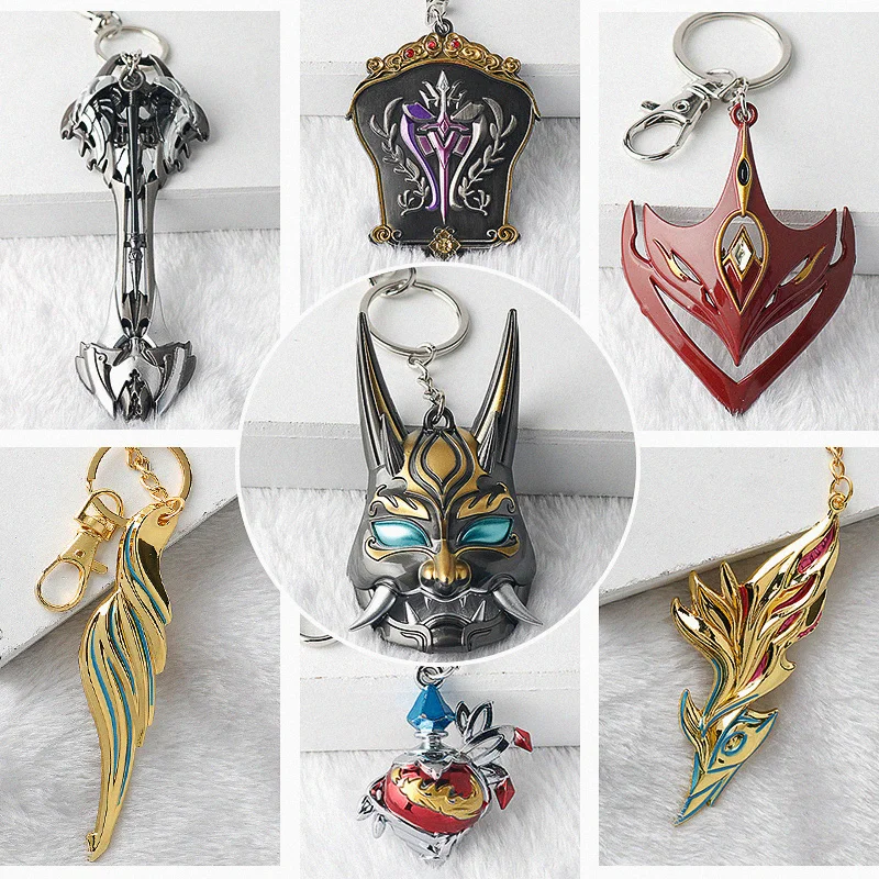 

Genshin Impact Eye of God Weapon Book Wolf's Gravestone Yasha Xiao Mask Cosplay Pendant Keychain Keyring Women Men Jewllery