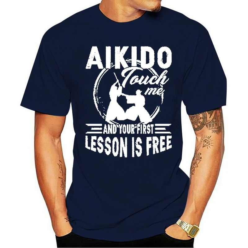 Футболка Aikido мужская формальная 100% хлопок круглый вырез классический подарок 3xl