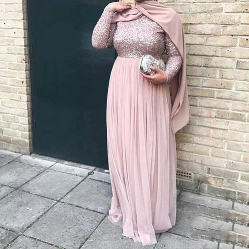 Женское мусульманское платье макси с блестками Повседневные Вечерние платья