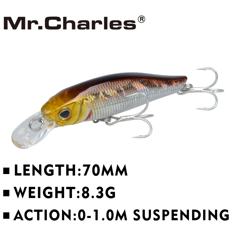 Mr.Charles CMC007 Fishing Lures , 70mm/8.3g 0-1.0m Floating Super Sinking Minnow Swimbait Crankbait Fishing Tackle Bait
