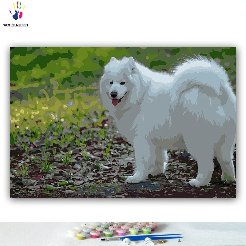 Сделай Сам картинки для раскраски по номерам с цветами лояльная Собака Золотой