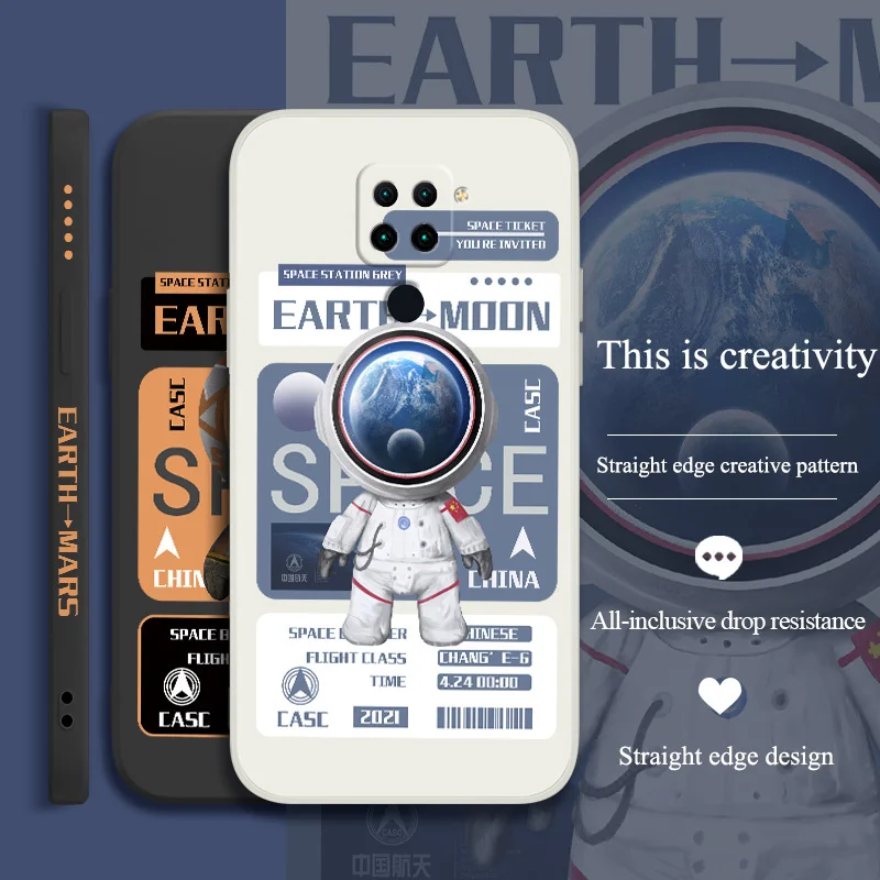 Moon Exploration Phone Case For Xiaomi Redmi Note 10 10S 9T 9 8 7 Pro MAX Redmi 10 9 9A K40 K40pro K30 K20 Liquid Silicone Cover