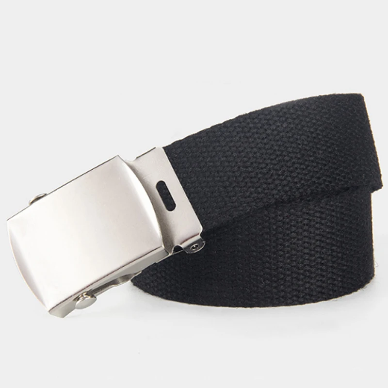 

Sale Canvas Belt Men And Women Jeans Belt Top Casual High Quality Luxury Strap 3.3cm*110cm Long Metal Buckle Belts