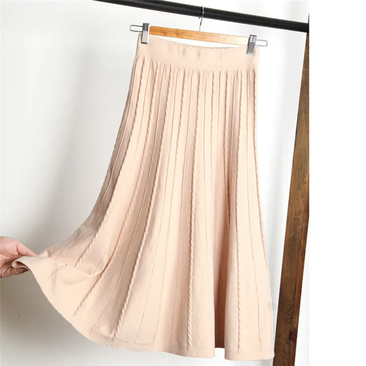 2019 Женская длинная юбка с высокой талией модная однотонная женская осенняя белая