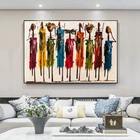 Абстрактная картина маслом с изображением Африканской женщины на холсте, постеры и принты, настенные картины, портреты для декора гостиной, без рамки