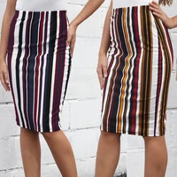 skirt womens new high waist striped skirt womens summer bag hip lightly mature one step thin a line skirt 2020 new