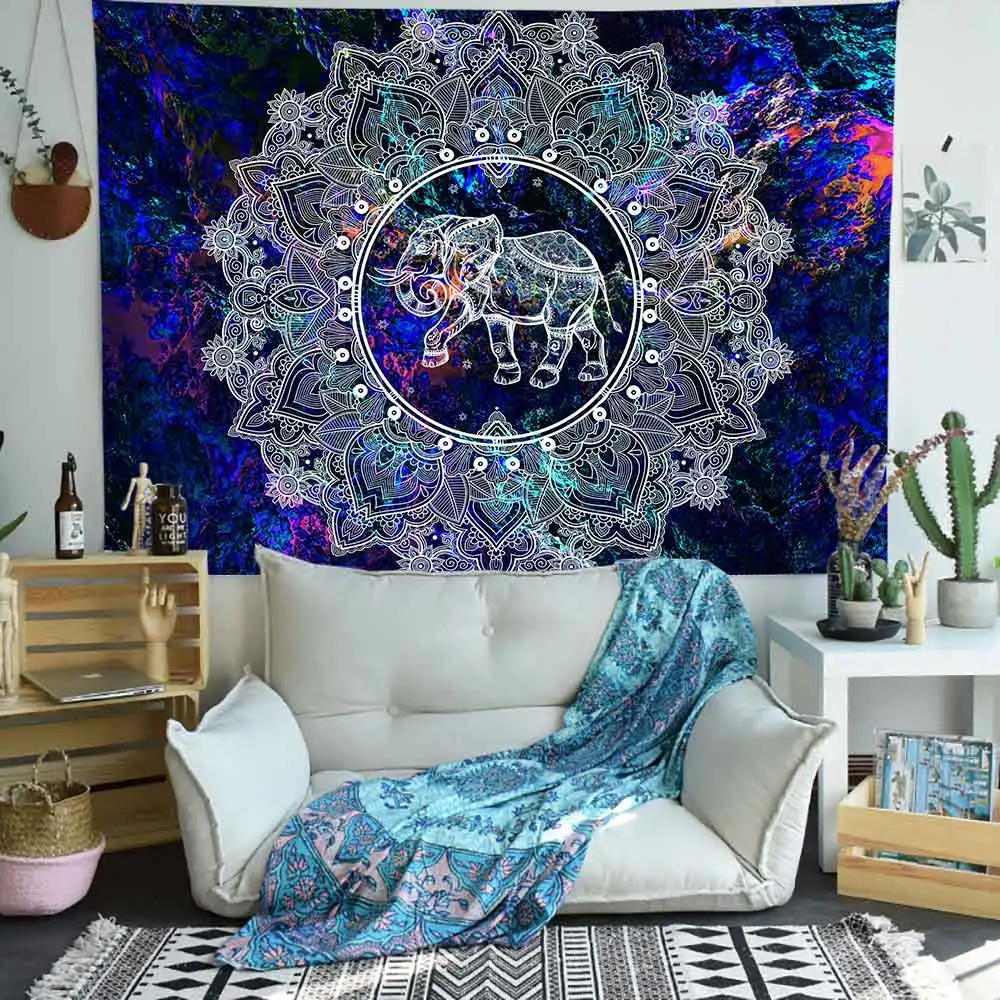 Симсант Хиппи Слон гобелен красочные Галстук Краситель Мандала индийские