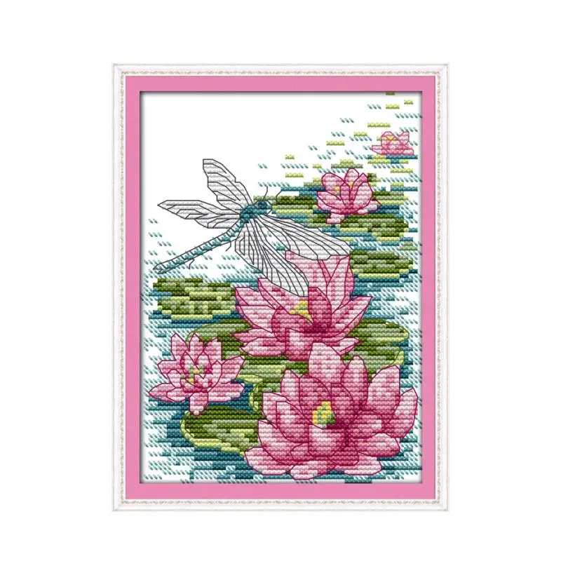 Набор для вышивки крестиком Dragonfly and lotus 14ct 11ct на холсте сделай сам ручная
