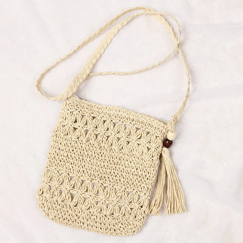 

Соломенные сумки через плечо для женщин, ажурные плетеные повседневные пляжные дорожные сумочки на ремне с кисточками, лето 2021