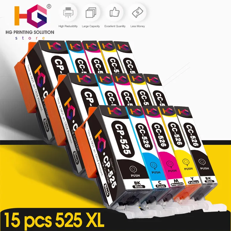 

15 шт. PGI-525 PGI525 для Canon PIXMA IP4850 IP4950 IX6550 MG5150 MG5250 MG5350 картриджи для принтера