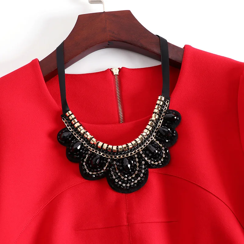 Chic Autumn and Winter New Fashionable Slim Fit Slimming Celebrity Style Tuxedo Dress Design Sense Large Size
