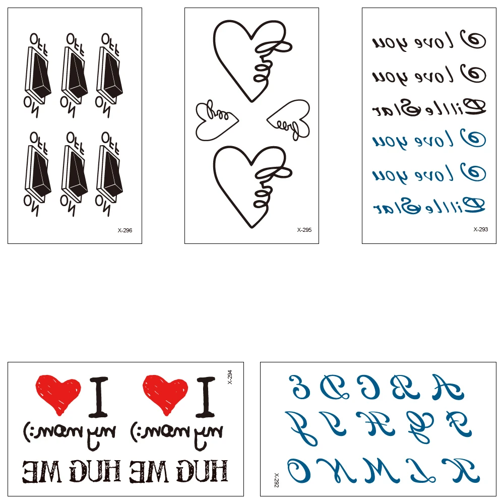 

Waterproof Temporary Tattoos Water Transfer Stickers Letters I Love You Girl Boy Man Woman Beautiful Fashion Body Art X292-296
