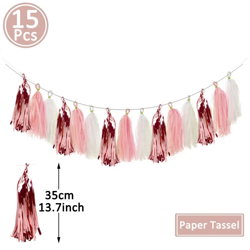 15pcs paper tassel Lincaier 32 дюйма 62 см 30 день рождения воздушные шары счастливые 30 лет вечерние украшения для мужчин и женщин - Цвет: 15pcs paper tassel