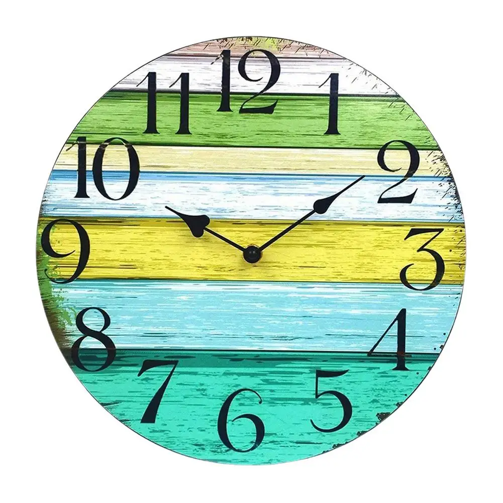 

10 Inches Round Wall Clock Silent Non-Ticking Decorative Wall Clock Country Kitchen Clock Home Decorative Wall Clock 5 Color