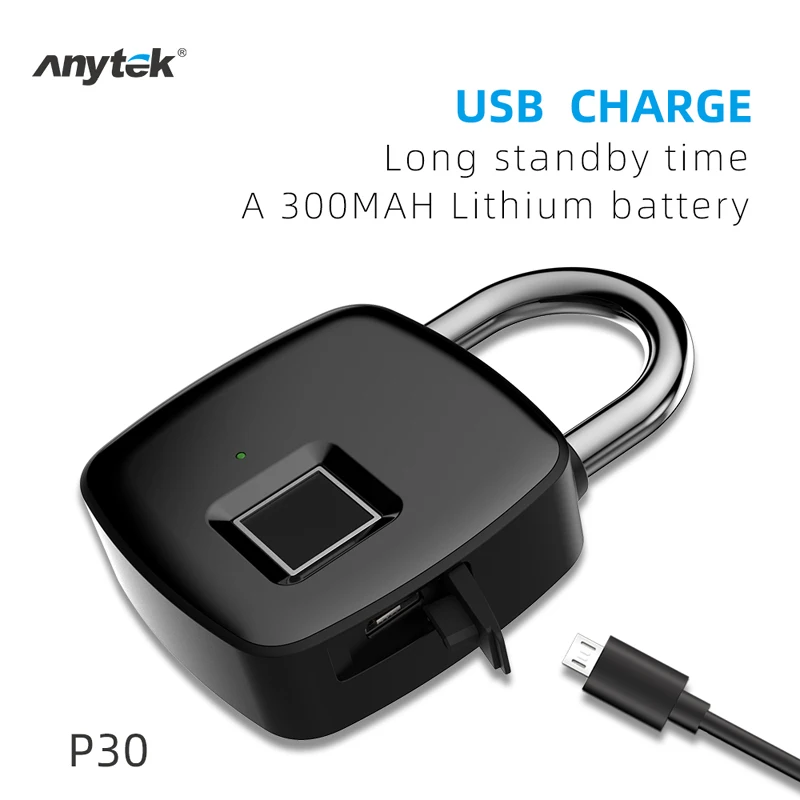 Дверной замок Anytek с USB зарядкой и блокировкой по отпечатку пальца|Электрический