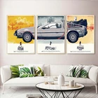 Плакат Назад в будущее автомобиль художественные картины Шелковый плакат на холсте принты классических фильмов картины Куадрос домашний декор мальчик подарок для детей