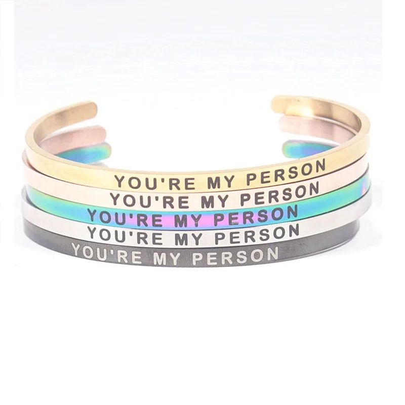 4 мм &quotYOU'RE MY PERSON&quot великолепное предложение Браслет манжета из нержавеющей