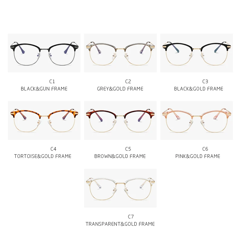 LongKeeper 2020 New Semi-rimless Glasses Frame Men Women Fashion Clear Lens Optical Eyeglasses Male Vintage Metal Spectacles | Аксессуары