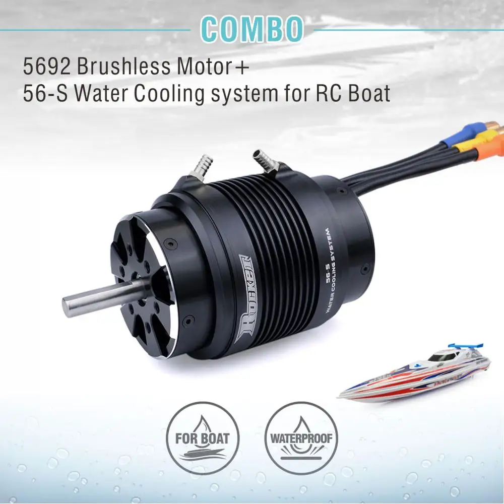 

Rocket 5692 730KV 980KV Brushless Motor RC Parts 4-Poles 12 Slot Hi-Torque Motor Water Cooling Jacket