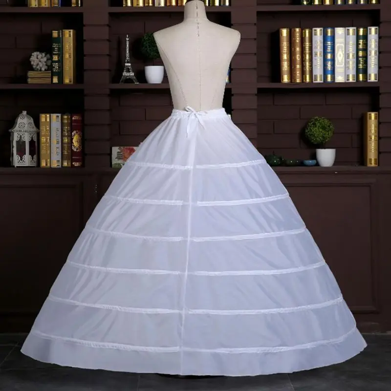 

Womens Full A-Line 6 Hoop Floor Length Wedding Dress Petticoat Adjustable Drawstring Waist Bridal Gown Crinoline Underskirt Slip