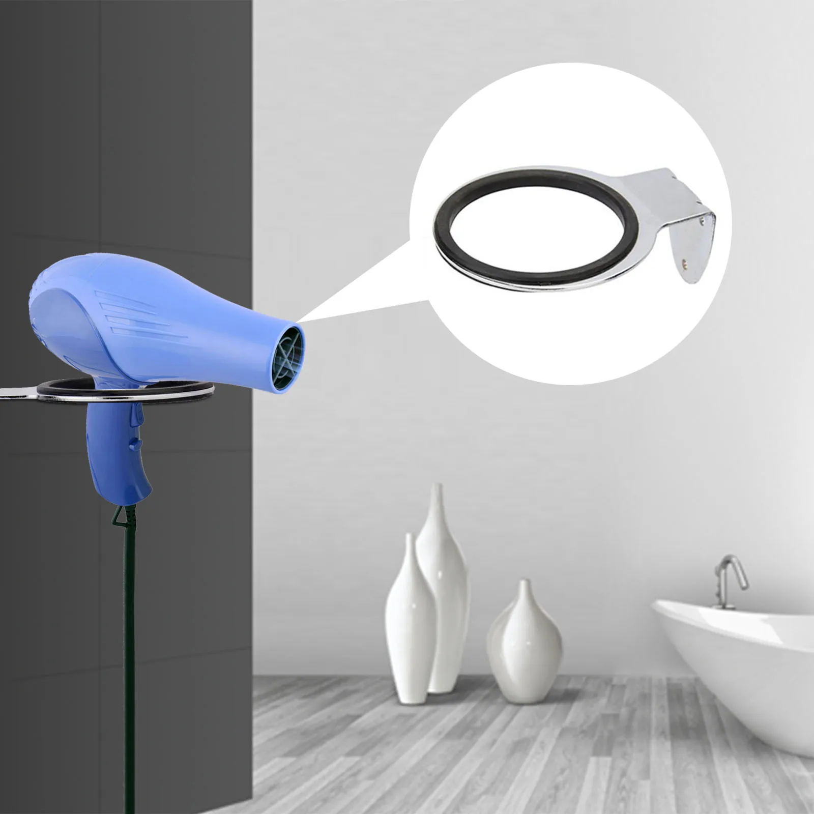 Настенный держатель для фена алюминиевая полка ванной комнаты органайзер