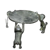 china old beijing old goods pure copper dog wax lamp stand