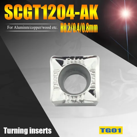 SCGT120404 AK токарный станок токарные инструменты квадратная карбидная вставка SCGT 120408 02 CNC инструменты фрезерные Вставки Резак для алюминия, меди, дерева