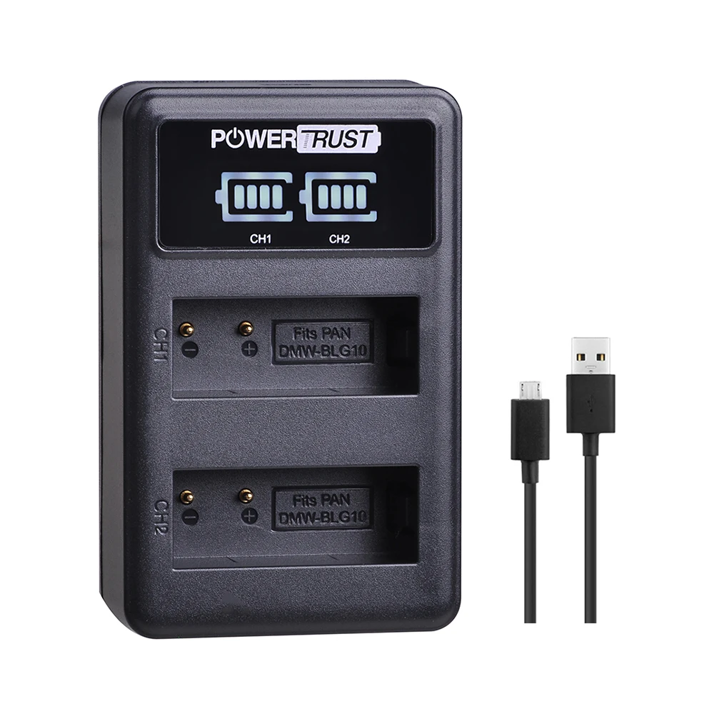 Зарядное устройство с двумя USB светодиодами для Panasonic LUMIX GF5 GF6 GX7 LX100 GX80 GX85 2 шт. DMW-BLG10