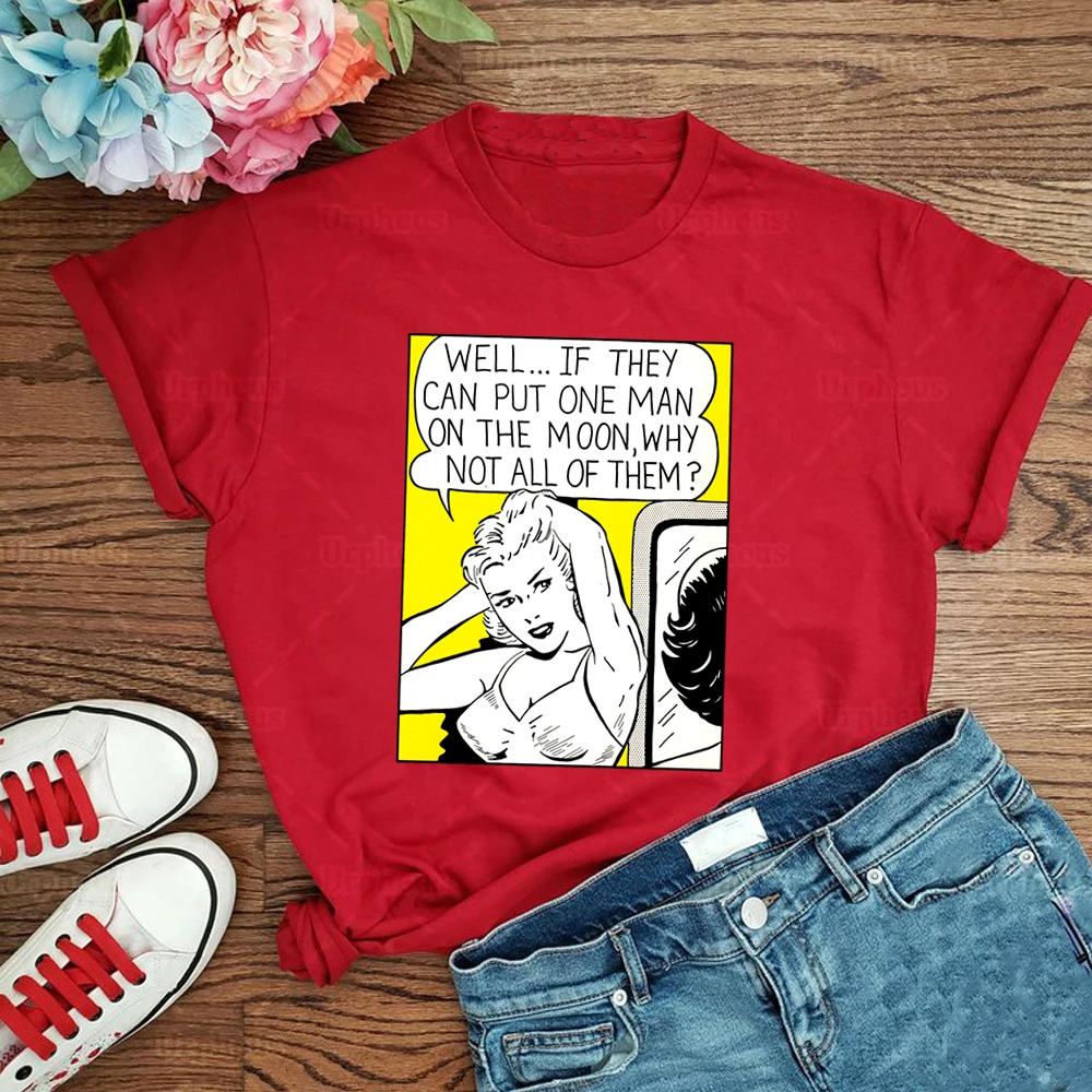 Забавная Ретро футболка в стиле 90-х/80-х из 100% хлопка надпись один на Луне Почему не