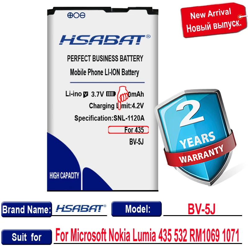 Оригинальный аккумулятор HSABAT 2700 мАч для Microsoft Nokia Lumia 435 BV 5J 532 RM1069 1071|battery for|battery for