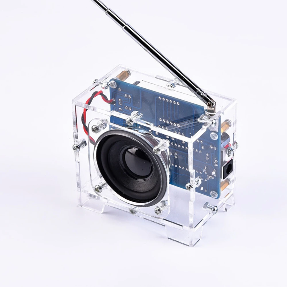 Radio DIY Kit 87MHz-108MHz Mini TEA5767 FM Receiver DC LED Digital Display 5W Speaker Antenna Transparent Shell |