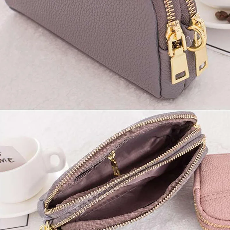 

Mini Wallets Women Solid PU Leather Long Money Bag Female Coin Pouch Zippers Elegant Clutch Purse Casual Large Capacity Simple