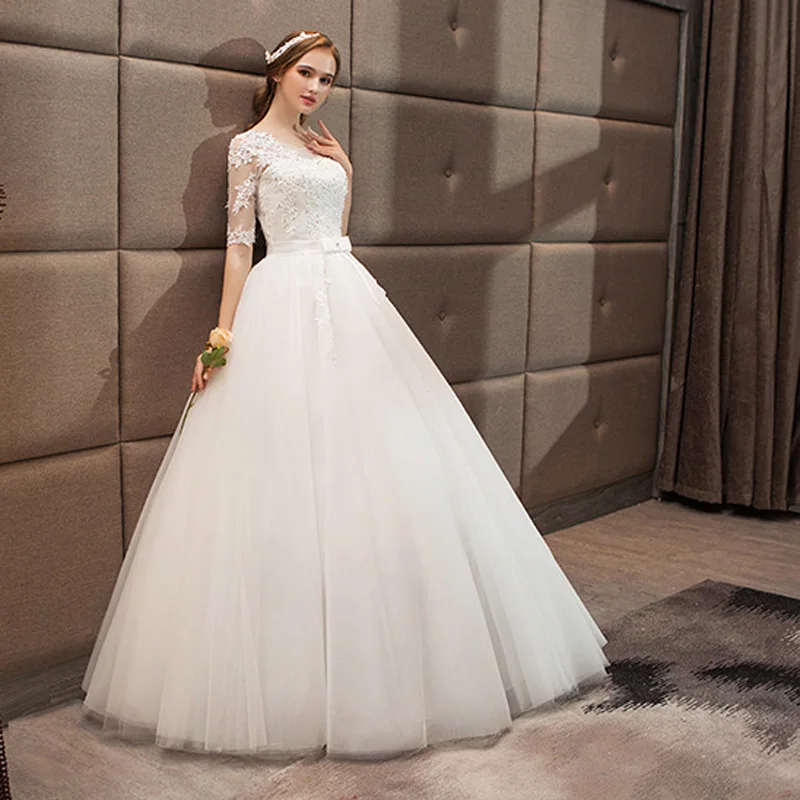 

Wedding Dresses New Luxury Lace Embroidery Ball Gown Wedding Dress Can Custom Made Vestido De Noiva