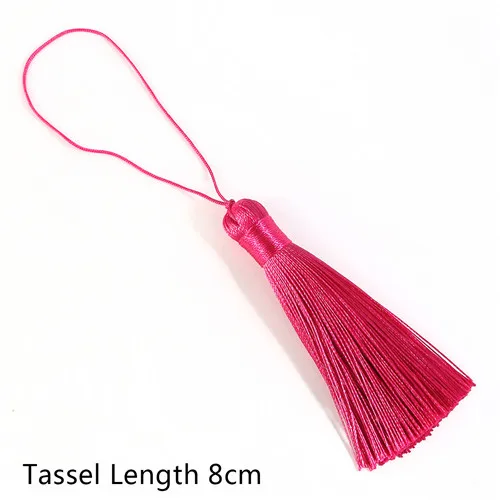 Fuchsia 1-2 шт.(8 см), разноцветные кисти шелк ремесло с бахромой, с кисточками для Цепочки и ожерелья ювелирные аксессуары ‒ серёжки DIY автомобиля бахрома Шторы украшения - Цвет: Fuchsia