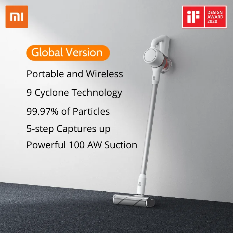 Глобальная версия Xiaomi беспроводной ручной пылесос Мощный 9 cyclone 99.9% Antil acarid 100 AW